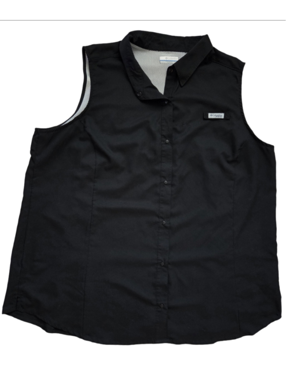 Women's Columbia PFG Sleeveless Snap-button Down Shirt Black 2X